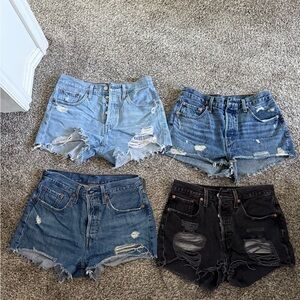 Levi's Blue Jean Shorts Distressed High-Waisted